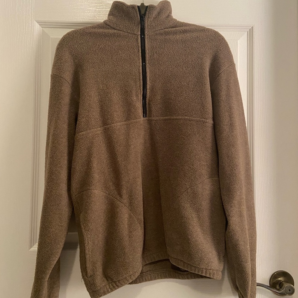 khaki sherpa quarter zip